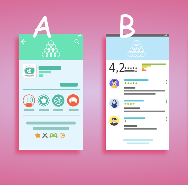A/B test illustration: two different versions of the same screen