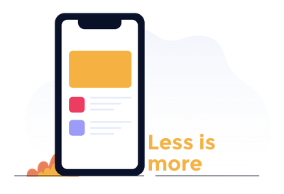 Illustration of a smartphone with the quote: Less is more
