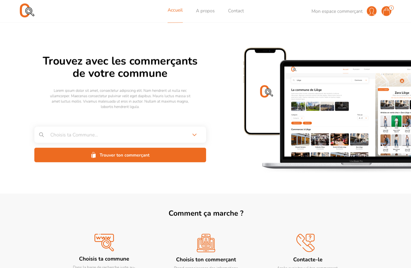 A design screen of Communes Commerces